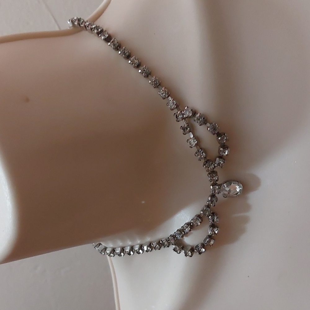 DUPLICATE Vintage Rhinestone Choker Necklace Gala Special Occasion Prom Bedazzle - Picture 4 of 4